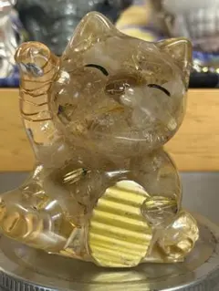 【つる927】座布団付き！シトリンのまねきねこ形オルゴナイト☆７点 シトリンのまねきねこ形オルゴナイト☆ - メルカリ