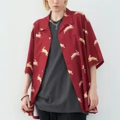 AIVER アイバー 総柄 ウサギ柄 半袖 シャツ Sのサムネイル