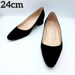 MANOLO BLAHNIK パンプス 38 黒 スエード ポインテッドトゥ秋靴のサムネイル