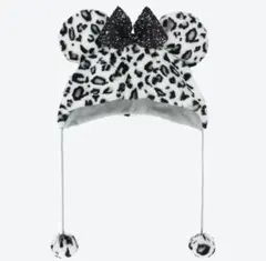 ディズニーランド　ミニー　ファンキャップ　レオパード柄　ヒョウ柄　ホワイト