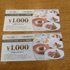 大倉工業株主優待　オークラホテル丸亀　ホテルご利用券2000円分