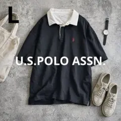 n508【U.S.POLO ASSN.】半袖ポロシャツ バイカラー 刺繍