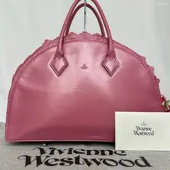 【美品✨】ヴィヴィアン フリル ハンドバッグ オーブ ロゴ刻印 レザー ピンク Vivienne Westwood ヴィヴィアンウエストウッド ショルダー