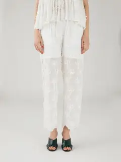 crinkle 3D embroidery easy pants クリンクル