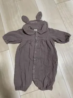 ウサギ耳付きロンパース グレー