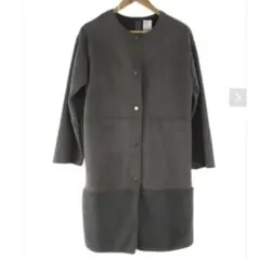 【ZARA】アウター ノーカラー コート フェイクスエード フェイクファー ボア