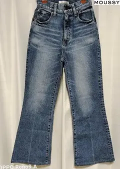 【古着】 MOUSSYマウジー『MVS』フレアデニムパンツブルー【24】Sサイズ