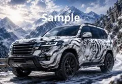 ホワイトタイガー SUV デジタルアート イラスト ポストカード