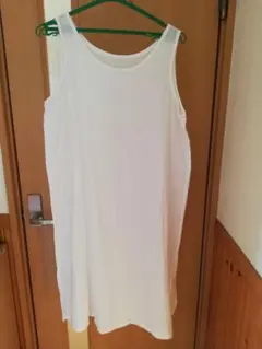 新品フェリシモ　リブインコンフォート　ダブルガーゼのインナーワンピース　白　L