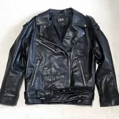 ZARA ブラック レザーライダースジャケット(大きめ)のサムネイル