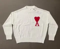 AMI PARIS ホワイトニット ハート A刺繍 長袖 SS