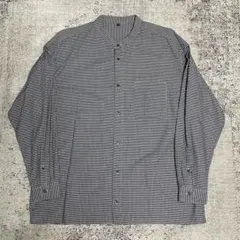 無印良品 洗いざらしオックススタンドカラーシャツ紳士XXL・白チェック