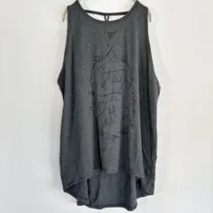 CALIA ノースリーブタンクトップ グレー クロスストラップ チュニック ヨガ