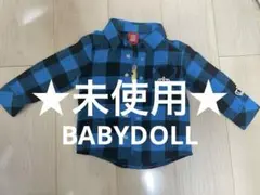 ★未使用★BABYDOLL 青黒 長袖チェックシャツ 90