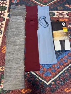 レギンス4点セット（グレー・バーガンディ・水色・黒）