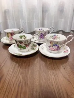 ヘキスト 小花柄 金彩 カップ＆ソーサー4客 ケーキ皿4枚セット - メルカリ
