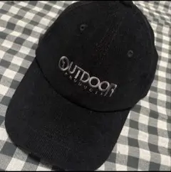 OUTDOOR ブラック　コーデュロイ キャップ　帽子　ロゴ　綿100 57cmのサムネイル