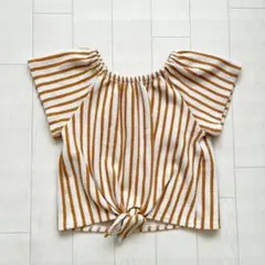 美品★ ZARA KIDS ストライプ柄サマーニットショートトップス 5Y