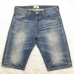 美品 W34◎Levi's リーバイス 501 デニムハーフパンツ 縦落ち ヒゲ