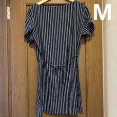 UNIQLO ネイビーとホワイトのストライプ 半袖チュニック Mサイズ