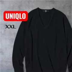新品✨UNIQLO ウォッシャブル　Ｖネックセーター　コットン　ブラック　XXL