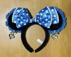 ディズニー ミニー　カチューシャ 青色　水玉　リボン　イヤリング　ハートチャーム