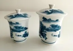 中国古美術 清時代 染付山水 蓋付茶入 茶入れ 盃 FMM12-01 - メルカリ