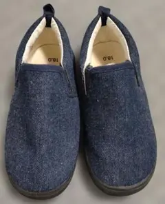 【美品】キッズシューズ靴 スリッポン デニムブルー　スニーカー 　18cm
