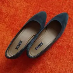 『ecco パンプス 5cm ヒール 37(23.5cm) スエード ネイビー』