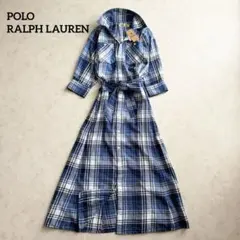 新品✨POLO RALPH LAURENロングシャツワンピース 七分丈 チェック
