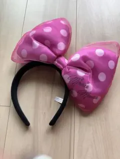 ミニーマウス ピンク水玉リボンカチューシャ