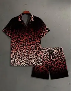 ヒョウ柄ショートパンツセット（レッド/ブルー/マルチカラー）