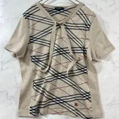極美品 バーバリーロンドン ノバチェック 半袖ニット ホースロゴ M B2223