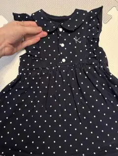 【組曲】ネイビー水玉フリルワンピース