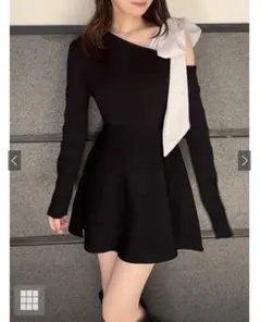 ブラック アシンメトリーミニワンピース　tu1406 グレイル