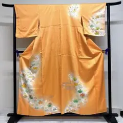 付け下げ　正絹　金彩　銀彩　刺繍　花模様　絵霞　着物　074tz