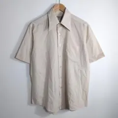 希少 70s Sears シアーズ 半袖ドレスシャツ ベージュ ロングポイント襟のサムネイル