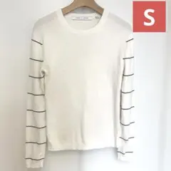 ユニクロ　ルメール　コラボ　ホワイト 袖ボーダー柄 長袖ニット