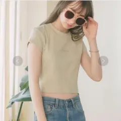 Calvin Klein Jeans クロップドTシャツ ベージュ M