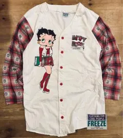 シャツ 古着 90s Betty Boop ベティ・ブープ L 七分丈 USA製のサムネイル
