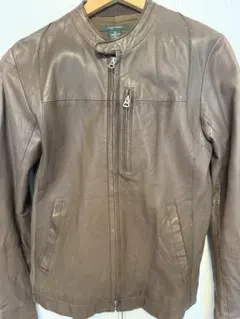 ブラウン シングルライダースジャケット