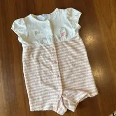 familiar 女の子 半袖 やわらか ロンパース 刺繍ワッペン 70