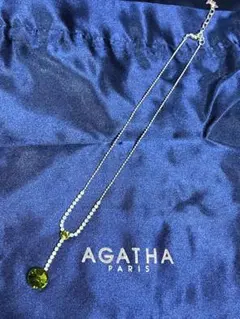AGATHA グリーン クリスタル ネックレス