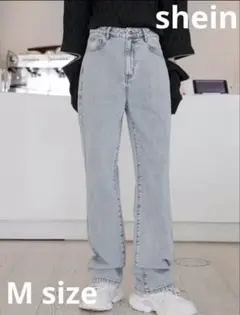 【シーイン】ライトウォッシュ ストレートデニム ハイウエスト