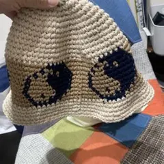 ハンドメイド ベージュ ネイビー バケットハット クラッシャーハット