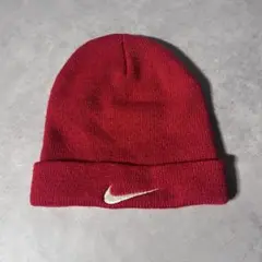 00s NIKE ニット帽 ビーニー 赤 スウッシュ Y2K archive