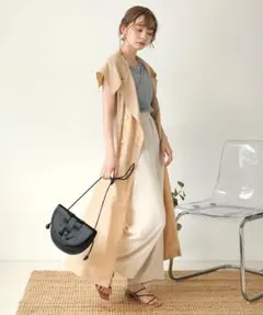 新品・未使用☆30%オフ☆【Bab 】ビックカラーシアーロングジレ(ベージュ)