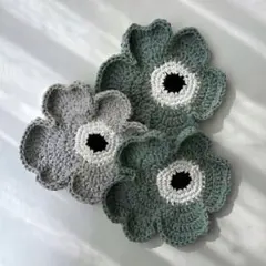 コースター ハンドメイド 編み物 フラワーモチーフ 3枚セット