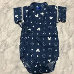 美品Disney ミッキーマウス 総柄　甚平 60〜70㎝ ネイビー