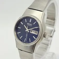 新品電池 稼働 セイコー 腕時計 レディース シルバー 青文字盤 デイデイト 5